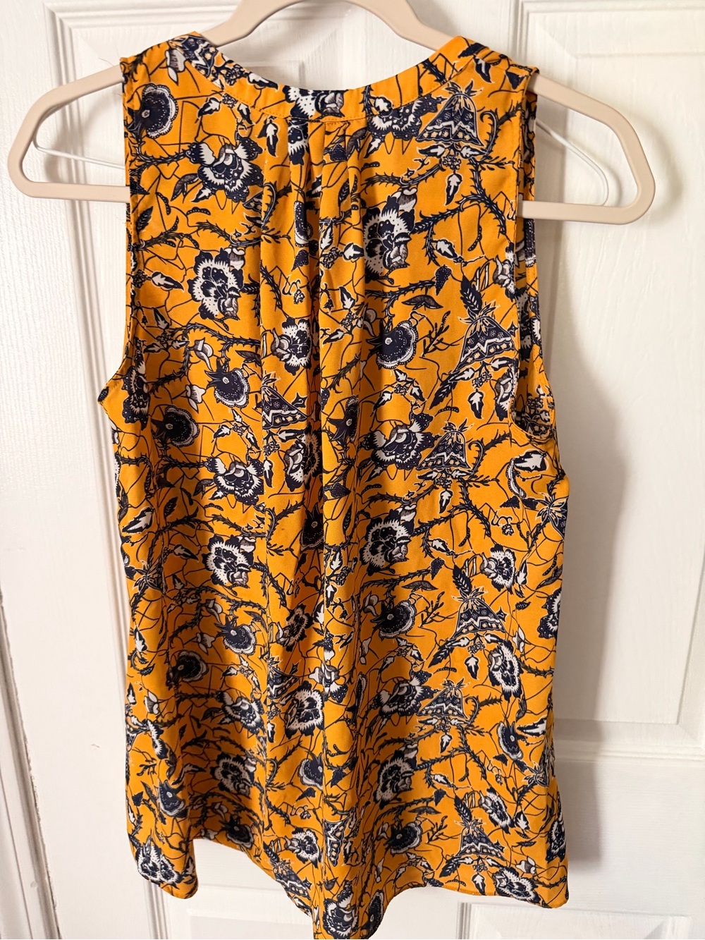 Yellow Floral Sleeveless Blouse